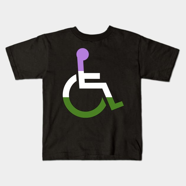 Disabled Genderqueer Pride Kids T-Shirt by NatLeBrunDesigns